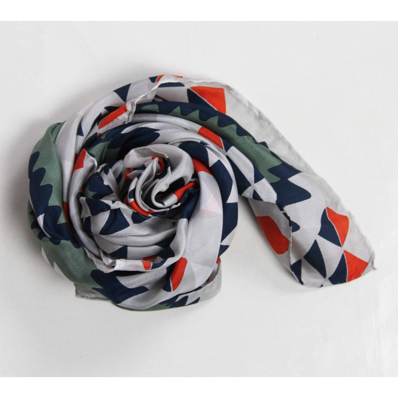 FOULARD CARRÉ SOIE COBA BEIGE - Imagen 3